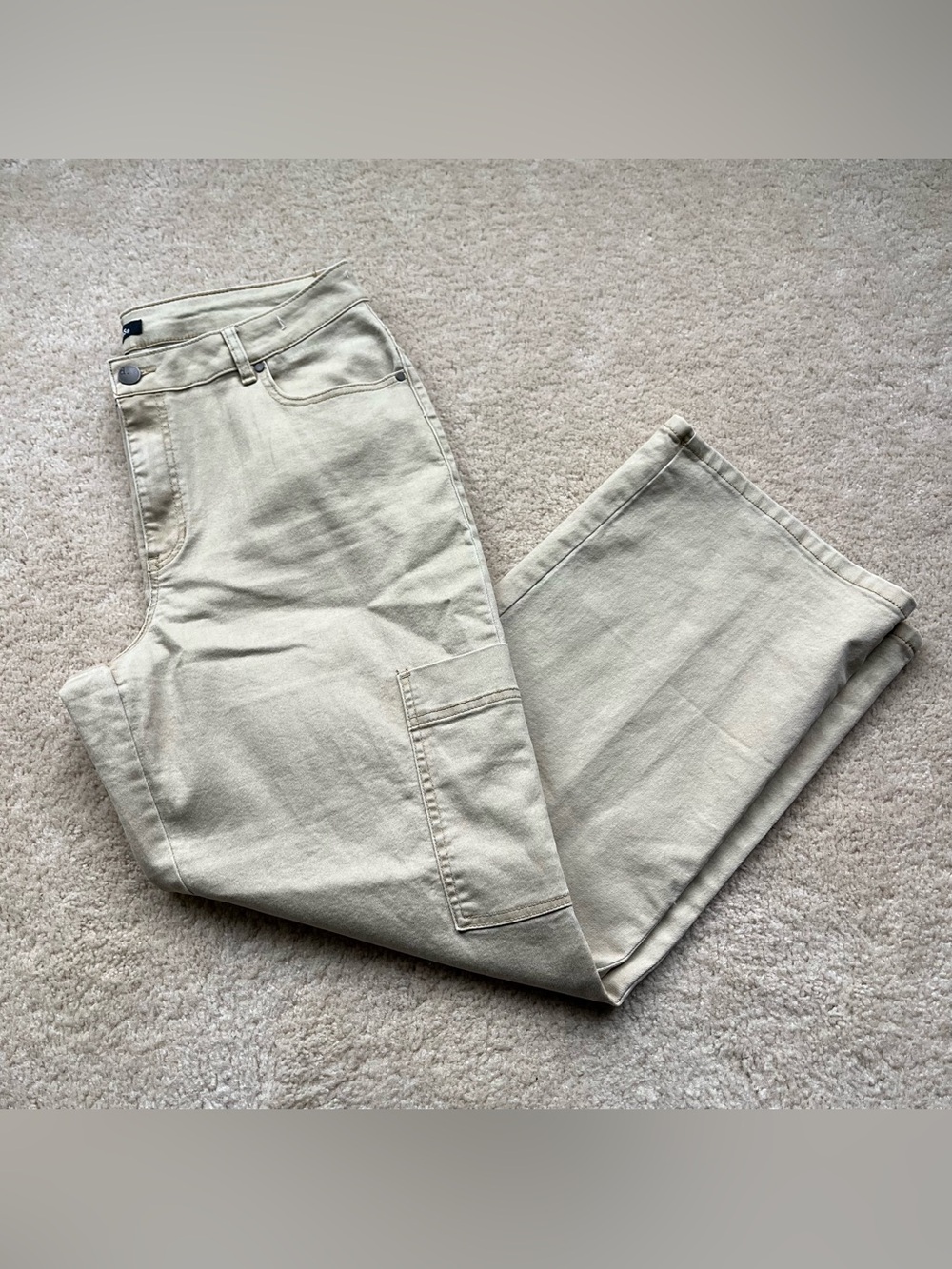 🌻D.Jeans Women’s Khaki Twill Wide Leg Pants - Size 14 - EUC - Stretch